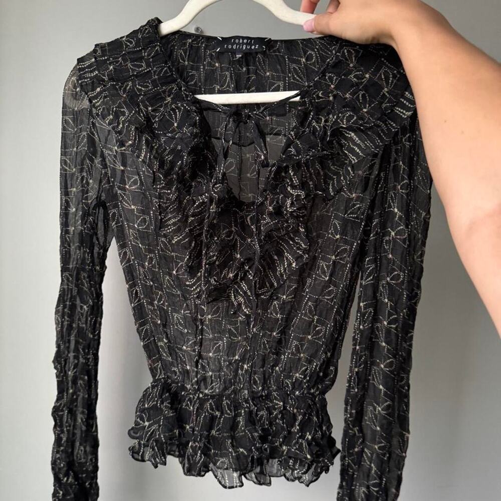 Robert rodriguez black silk ruffle